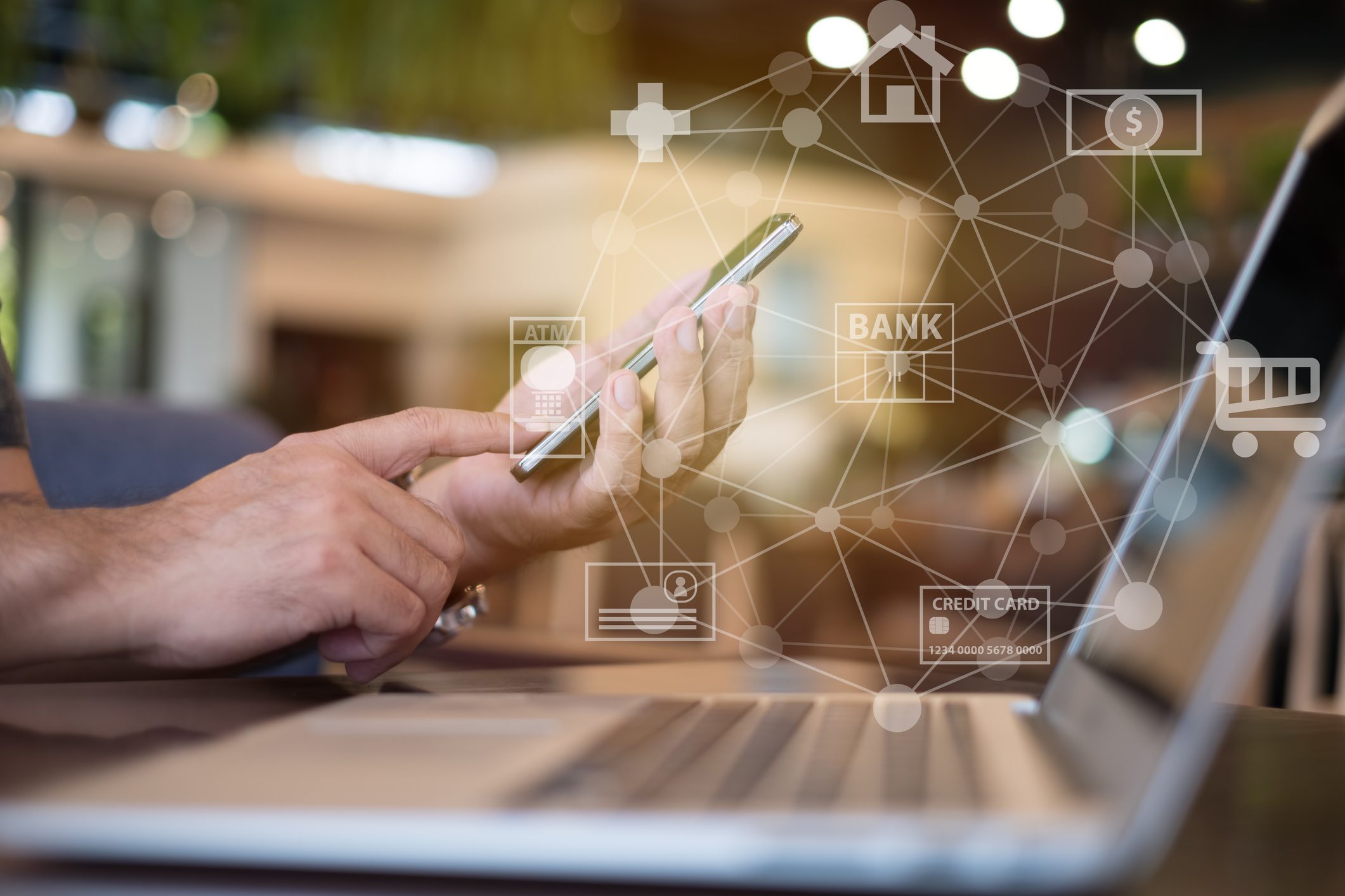 Person using smartphone for online banking